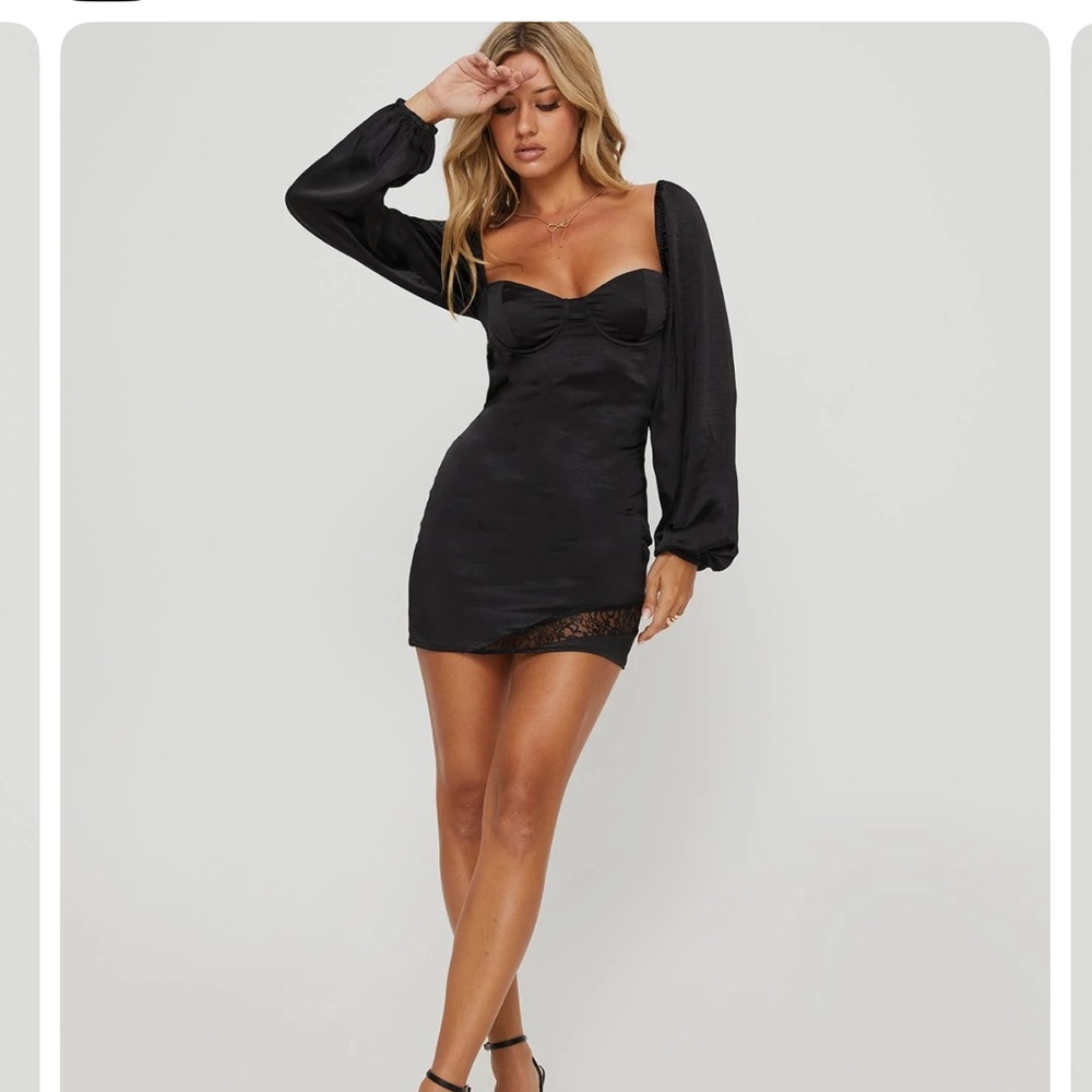 Princess polly Long Sleeve Mini Dress - Black
